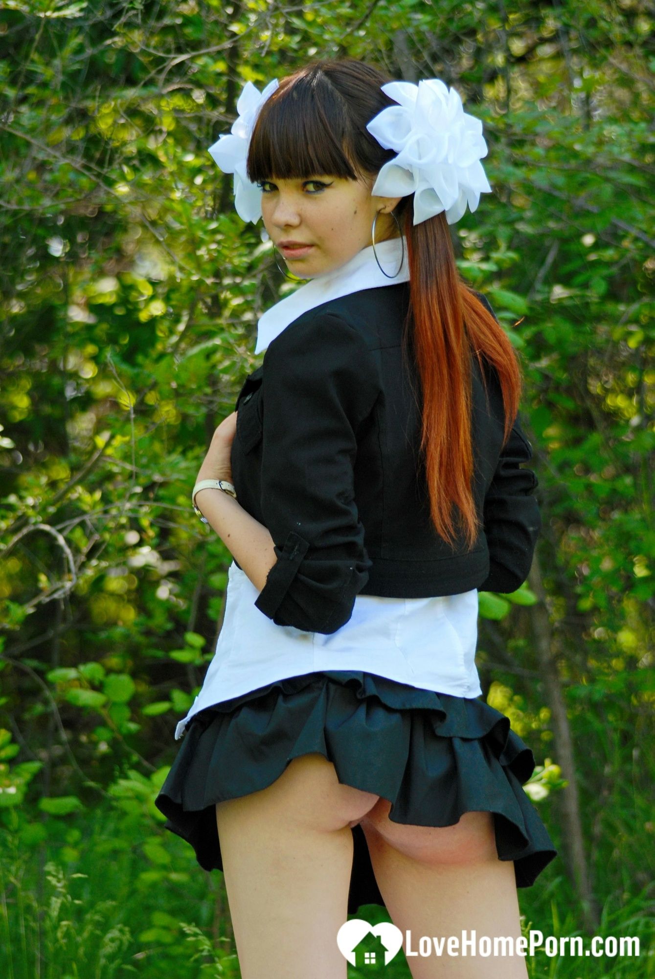 Schoolgirl turns a picnic into a teasing session #11