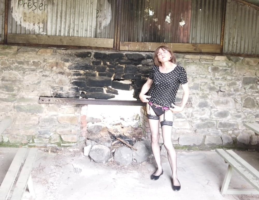 Crossdress Road trip to disused emergency shelter