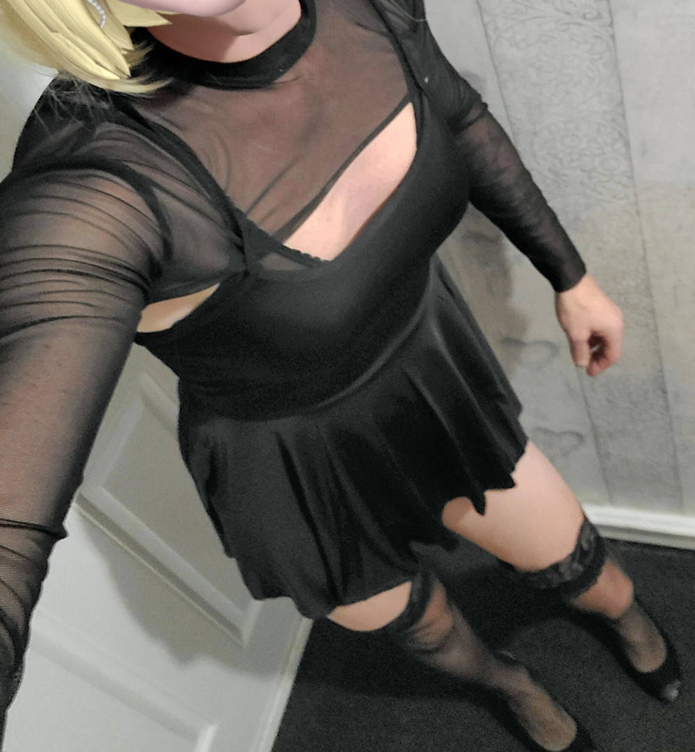 Slim Skinny Blonde Sissy Crossdresser Cs Sissy in Skirt #12