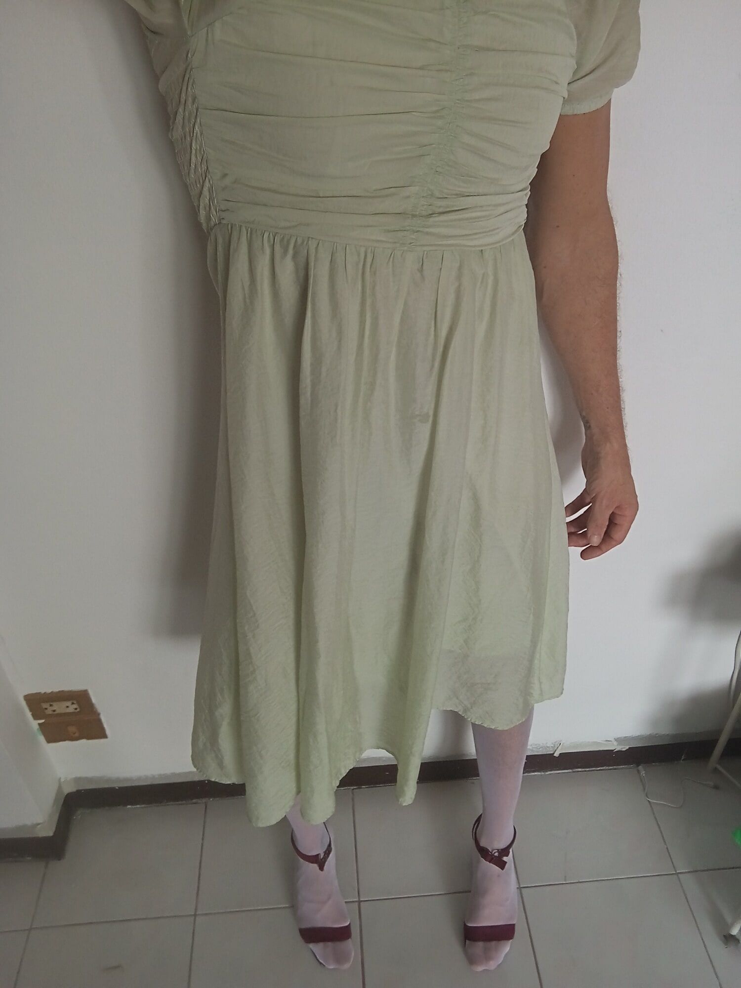 my pastel green dress with my white stockings #28