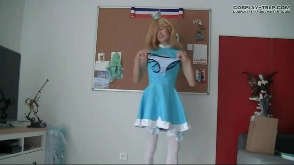 Crossdress cosplay Tennis Rosalina panties and anal show #20