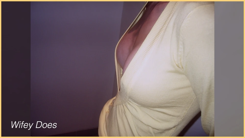 Wifey looks amazing in this hot tight braless yellow shirt. #37