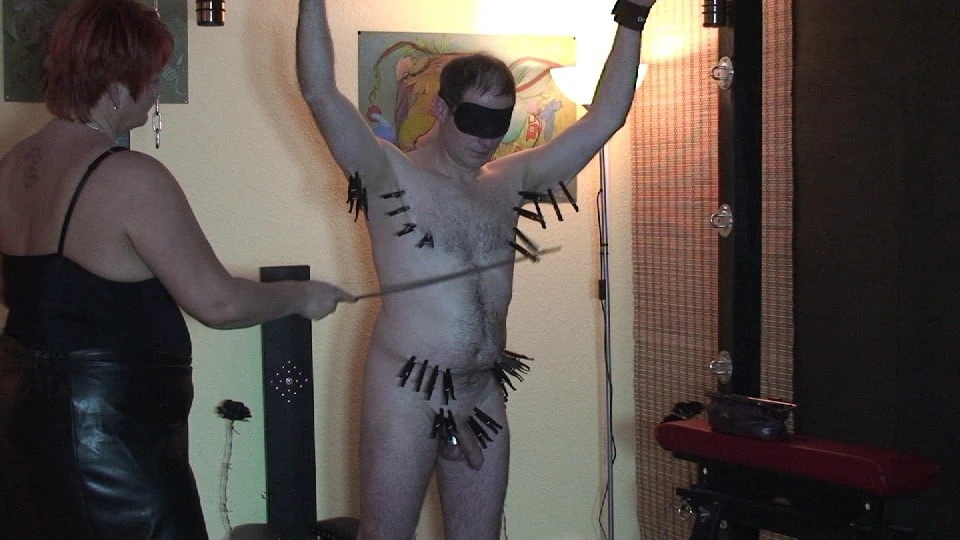 Braces, cane and machine fuck ... #55