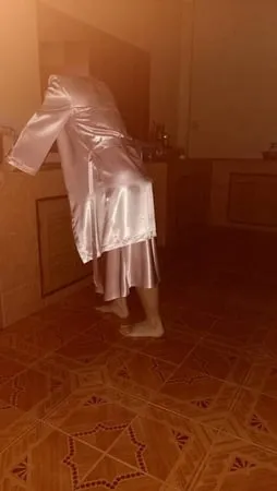 crossdress in nightgown satin         