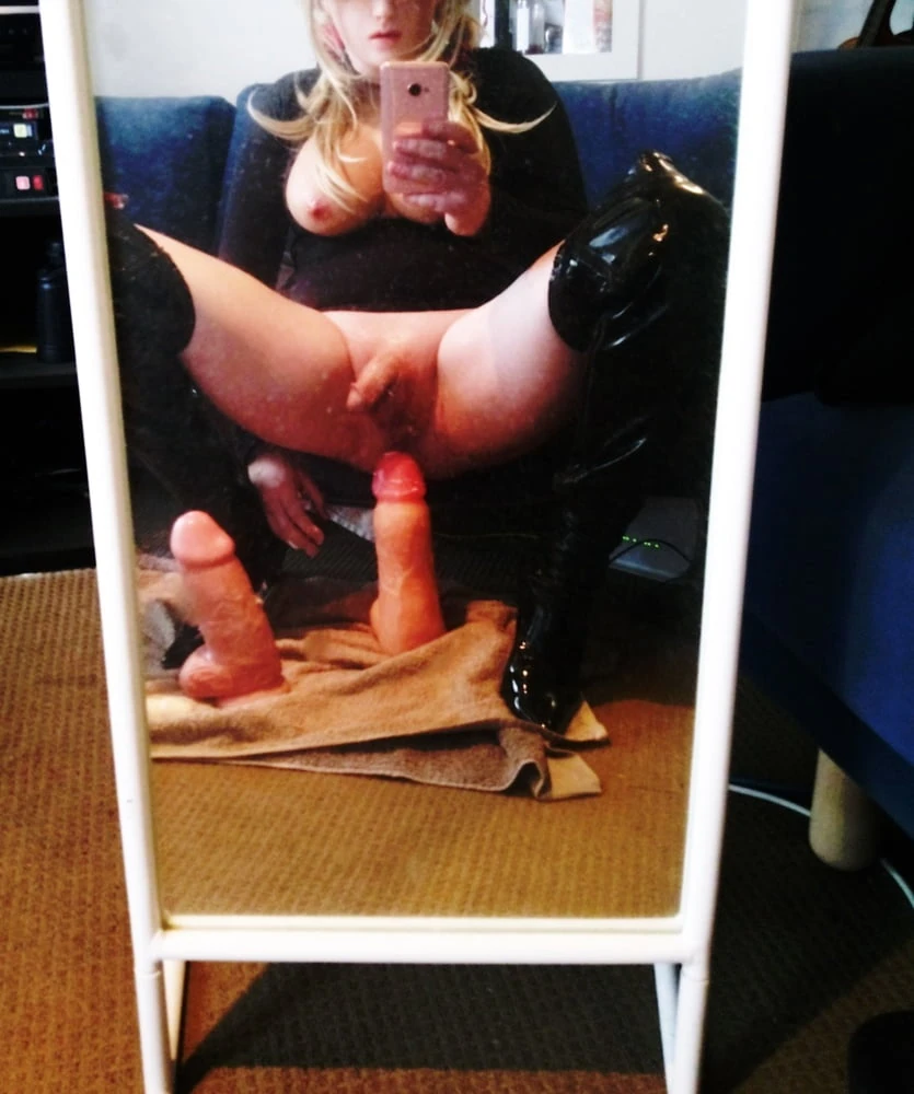 Sissy whore shows tiny cock in chastity and rides huge dildo #35