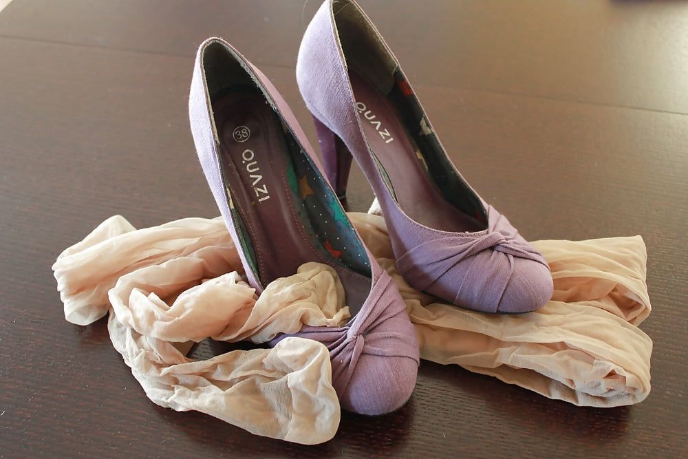 Violet heels, panties, bra, pantyhose #6
