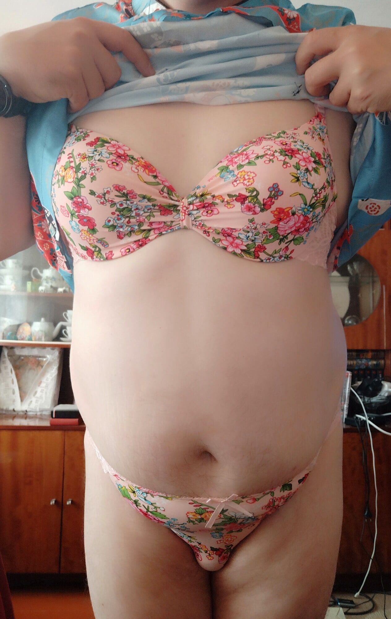 sissy Aleksa posing in new china dress & pink lingerie #5