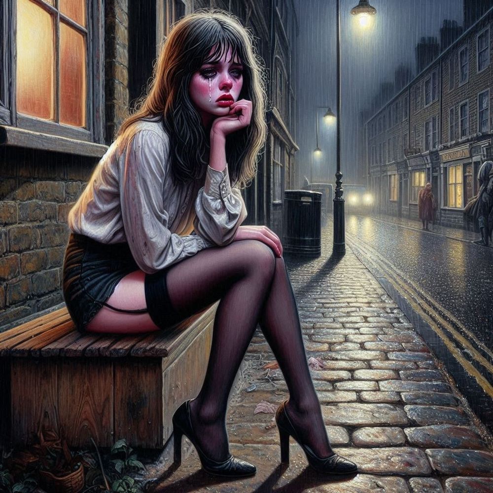 Crying and smoking ladies in Stockings  #12