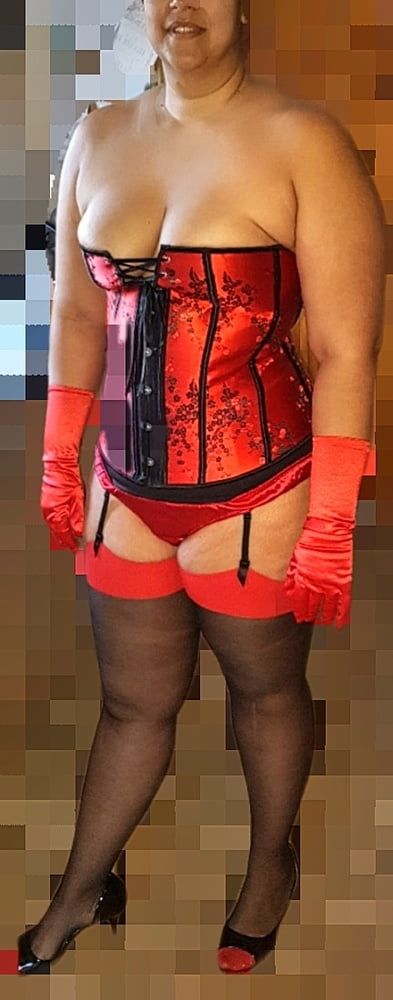 Red Corset with Red Seams
