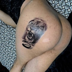 Fake lion tattoo on my ass