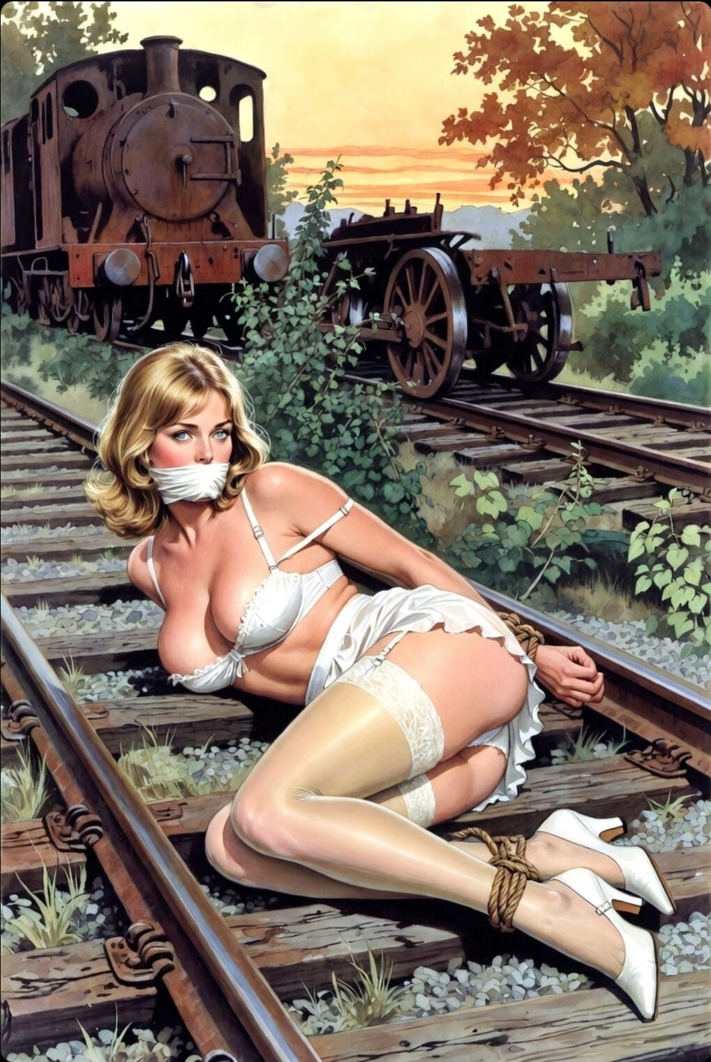 Pixwhores Experimental Enhanced: Stockings in the Railyard 1 #5