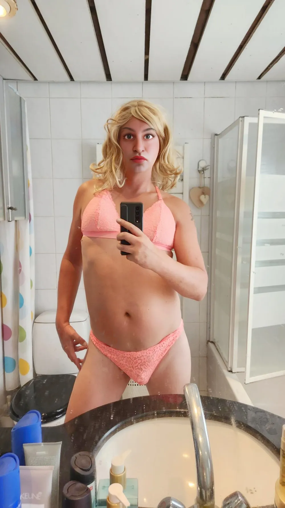 Dutch sissy crossdresser Famke caged clitty  #5