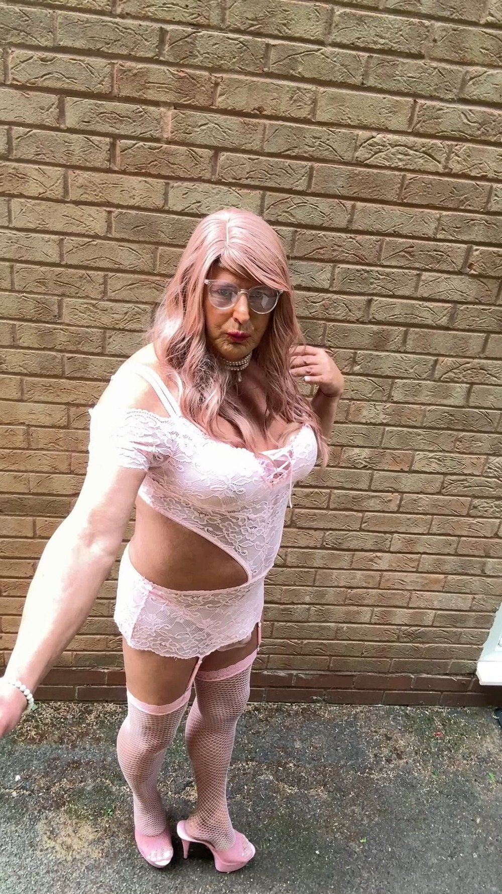 Sexy Crossdresser kellycd2022 in pink lace lingerie  #34