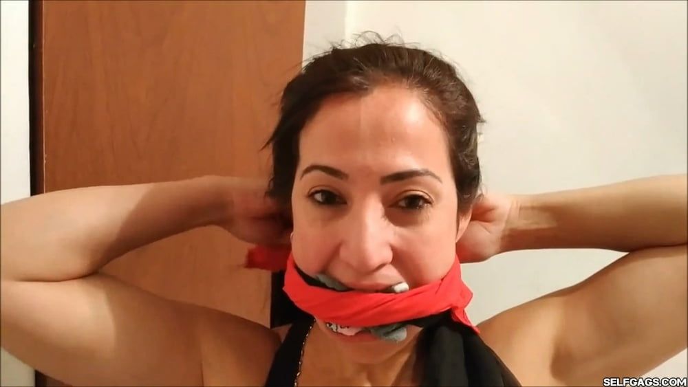Self-Gagged Latina Mom With A Mouthful Of Socks - Selfgags #9