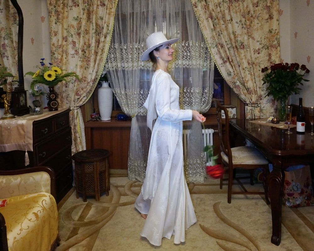 In Wedding Dress and White Hat #19