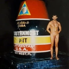 Naked at Southernmost Bouy in Key West