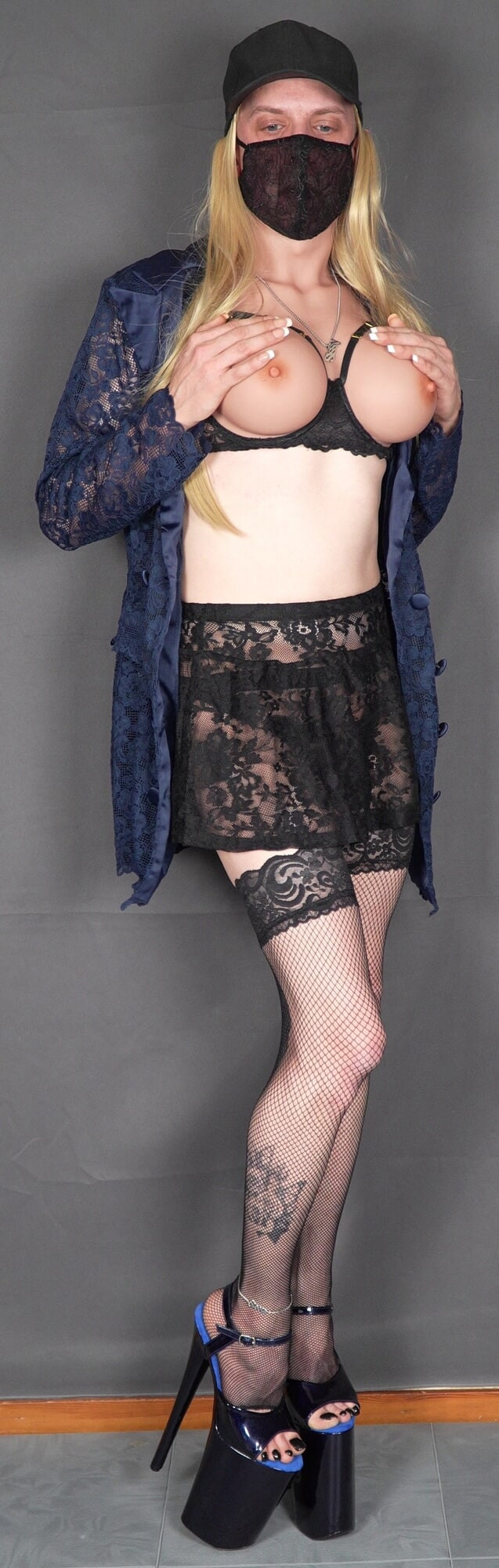 Blue Lace Dress And Heels #50