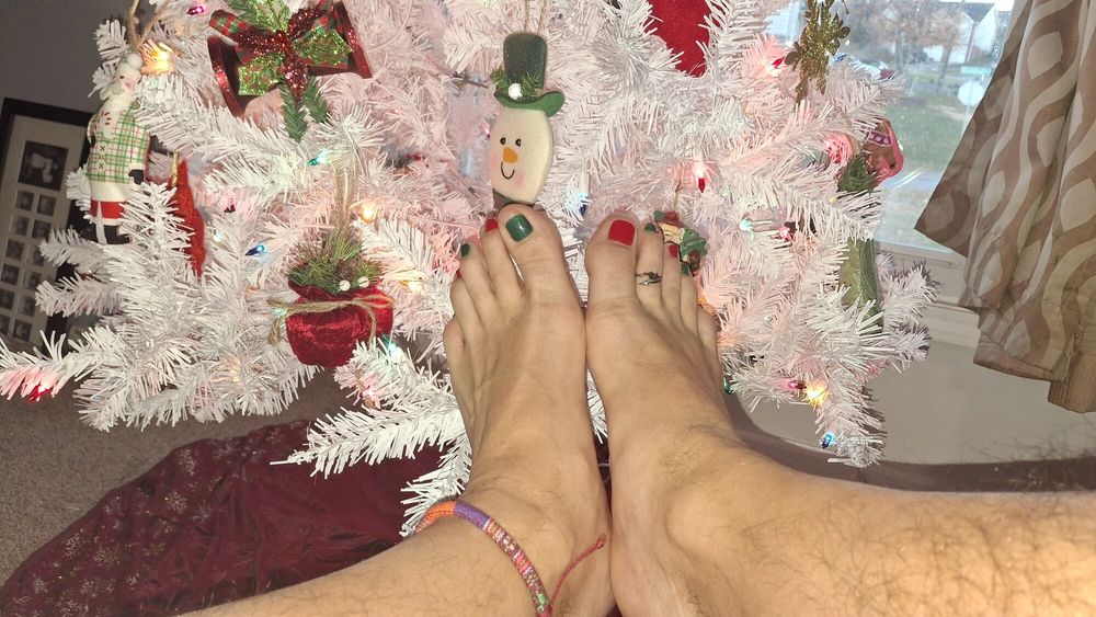 My cute toes next to the Christmas tree #2