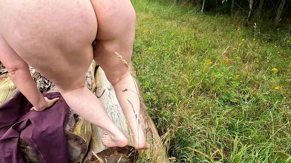 Slapping her cunt and tits while hiking #7