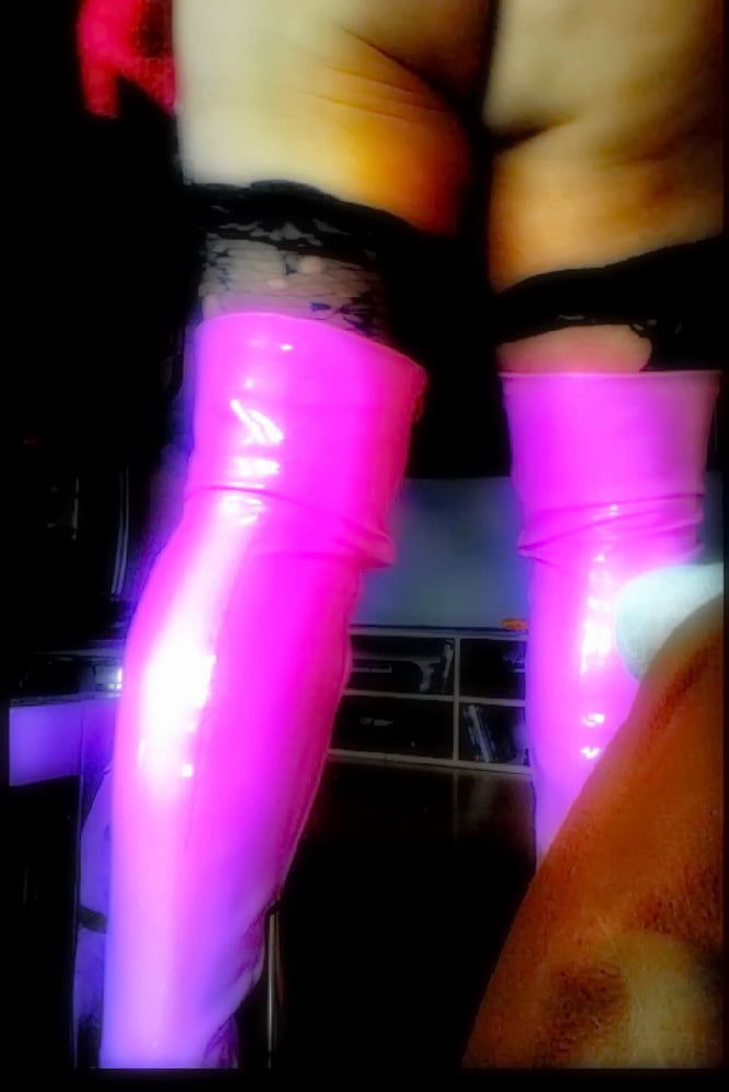 Overknee Boots Pink Latex Stiefel Fetish High Heels Tits Hot #17