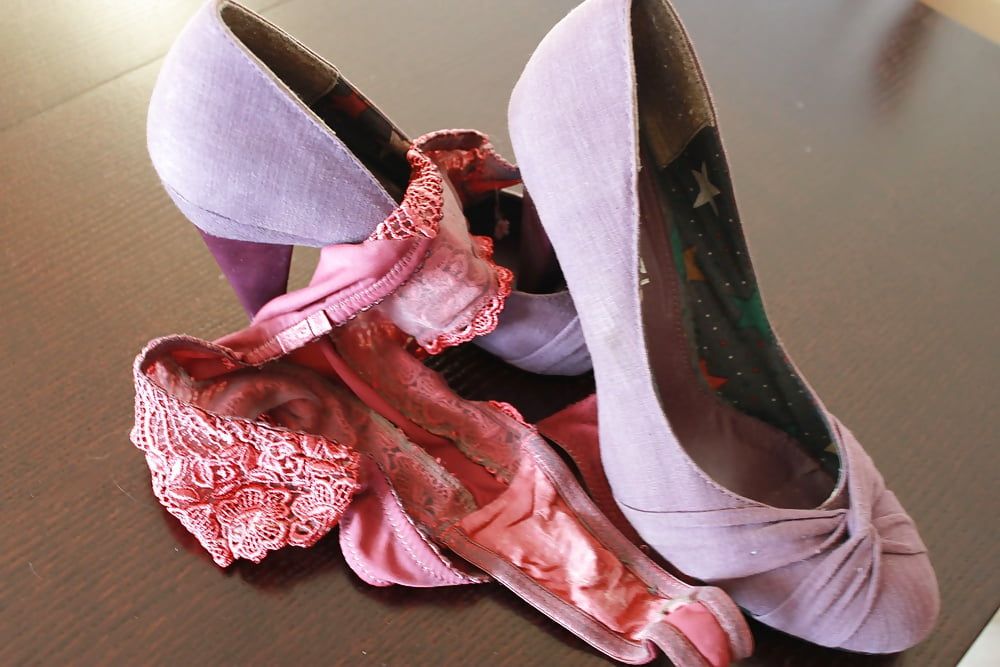 Violet heels, panties, bra, pantyhose #22