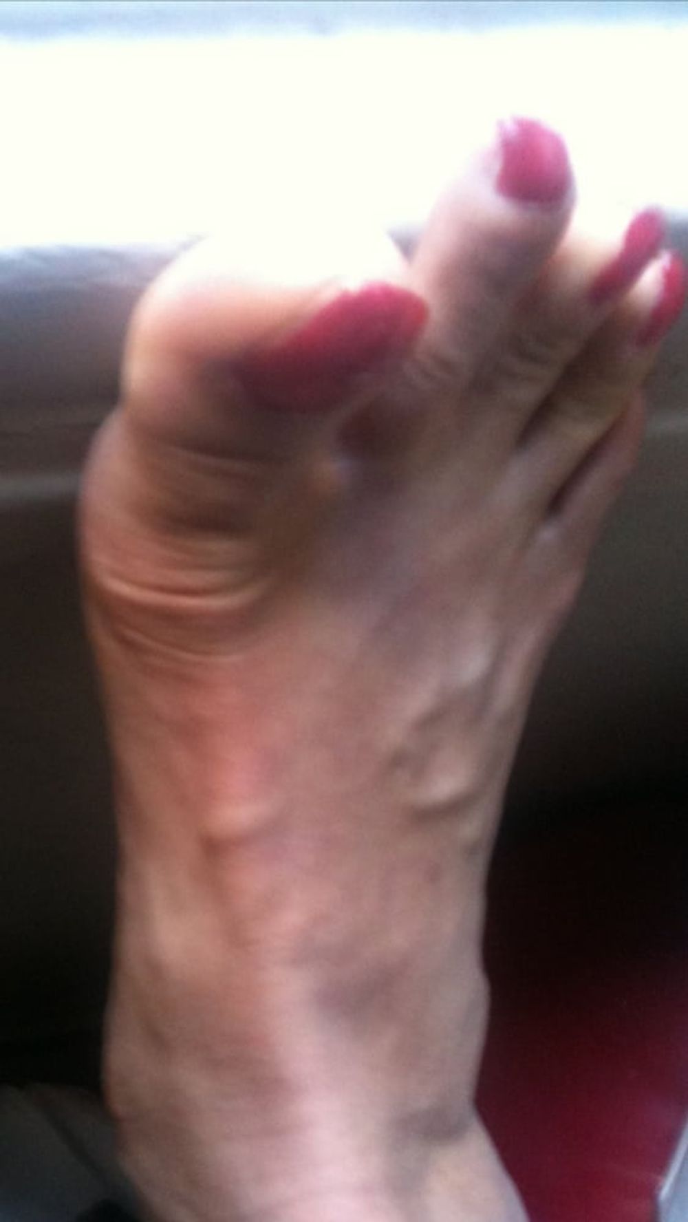 red toenails mix (older, dirty, toe ring, sandals mixed). #6