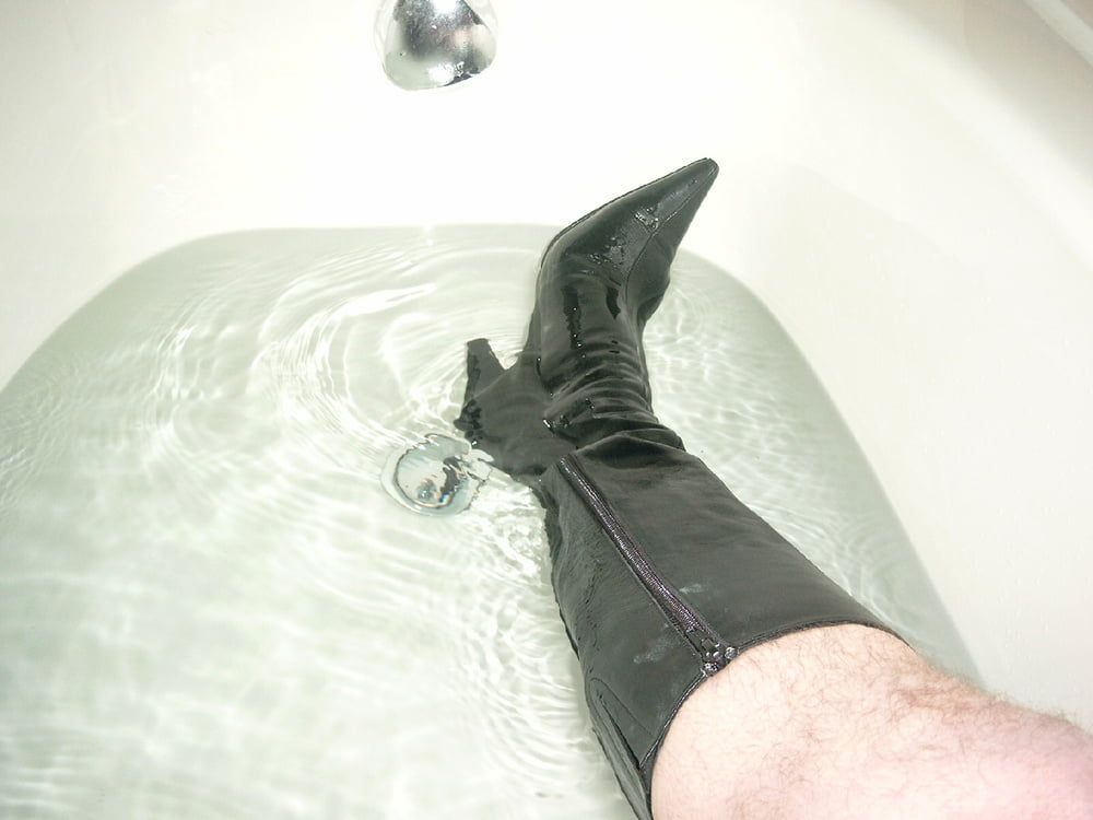 Fun with Leather Boots in the Tub #11