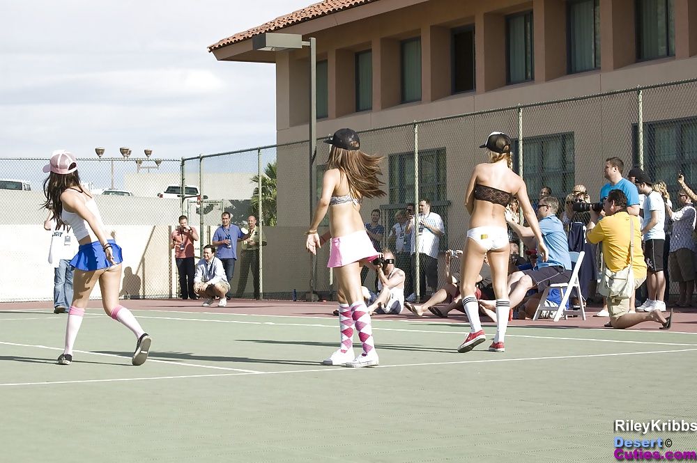 Naked girls playing dodgeball outdoors #38