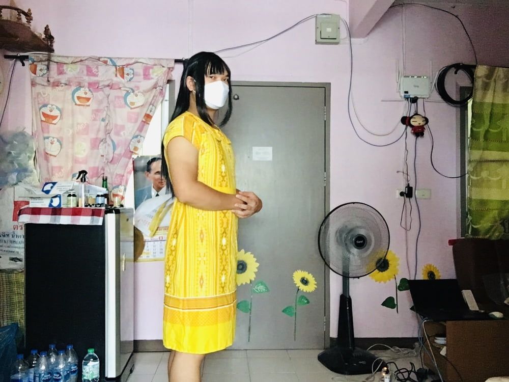 Dress Yellow Teen ladyboy #4