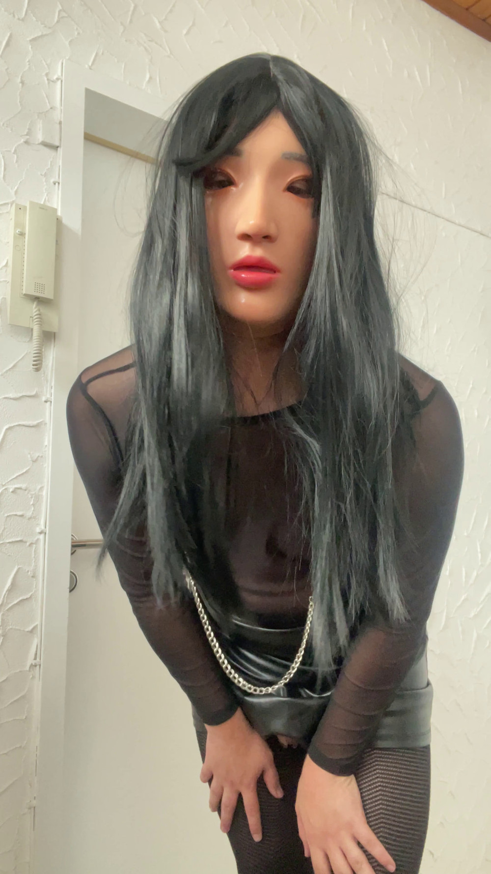 sissy gimp slave doll in leather and chastity #8