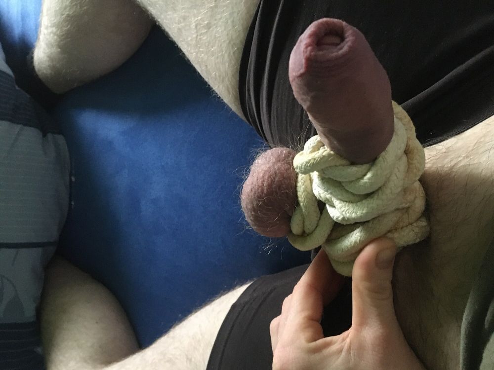 Hairy Cock And Ball Bondage With Rope #21