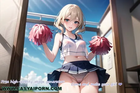 hot anime cheerleader motivating you transparent cloth         