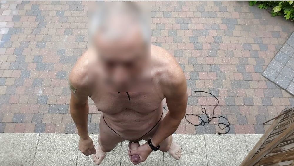 public outdoor exhibitionist bondage jerking show #48