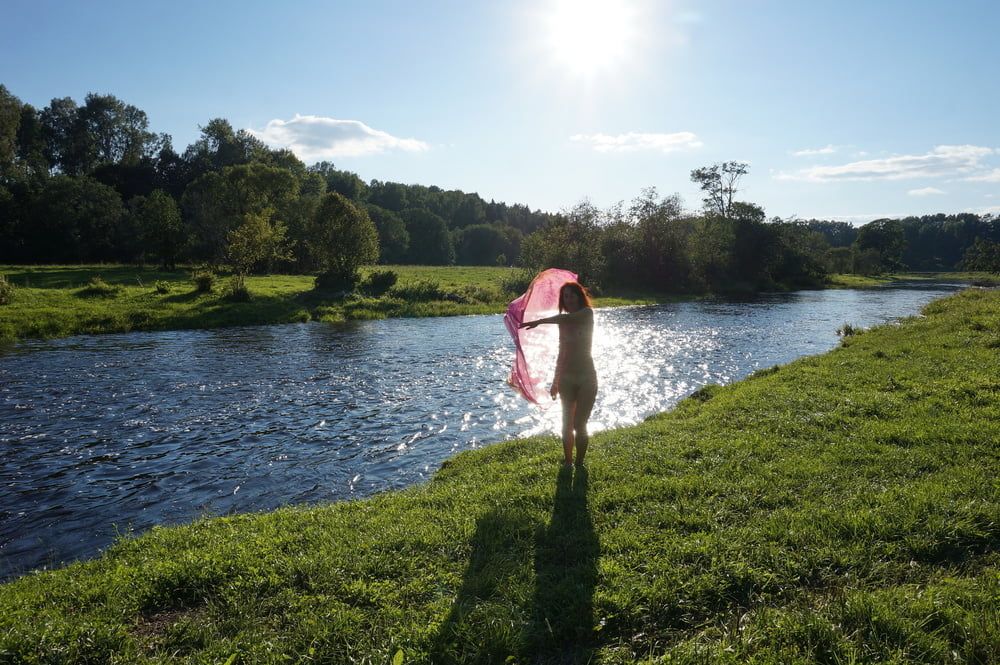 On the Beach with Pink Shawl #10