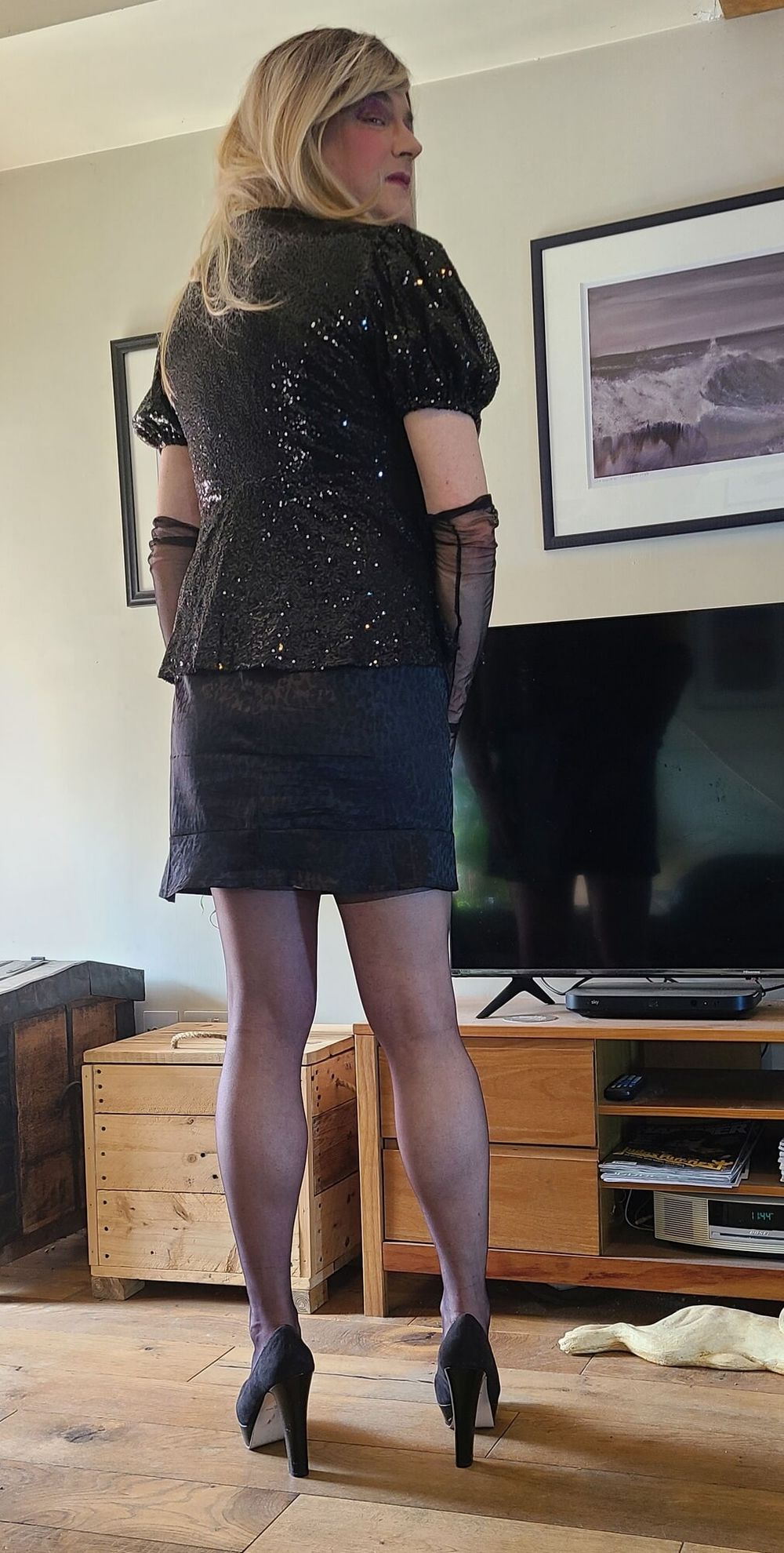 crossdresser in stockings and heels #16