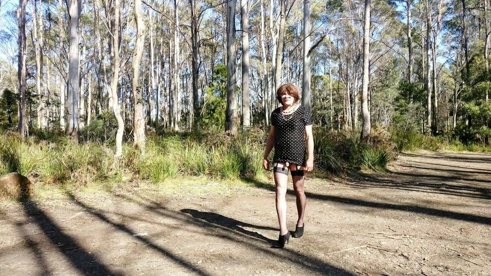 Crossdress Road Trip Black Pokadot dress #31