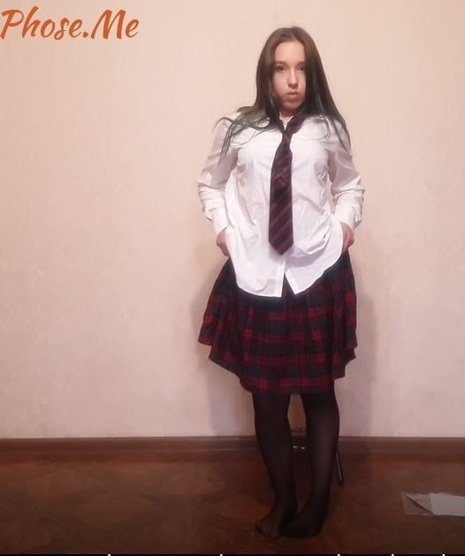 Lisa Trying On Schoolgirl Uniform With Black Pantyhose #4