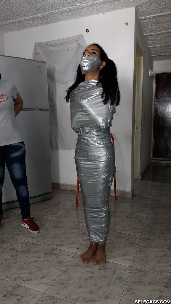 Young Girl Duct Tape Wrapped Like An Egyptian Mummy #38