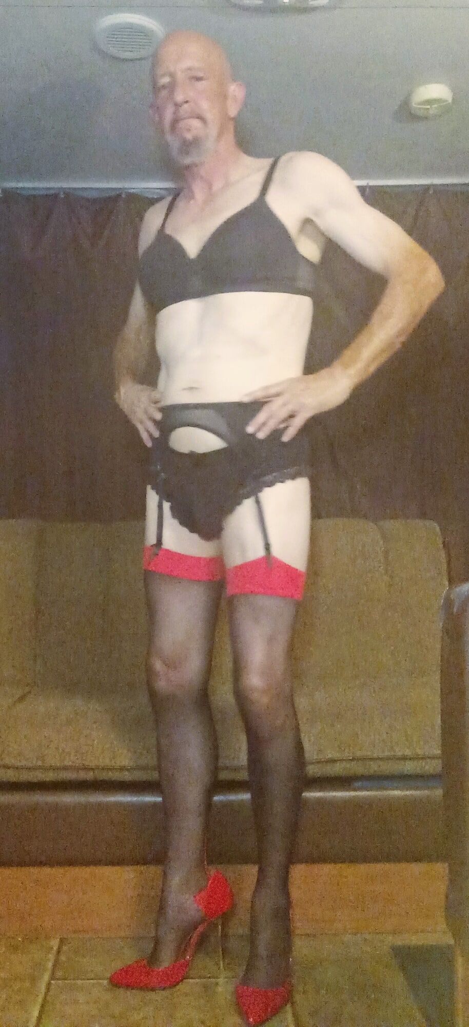 Faggot Andrew Brown Dressed in Stockings and Heels #5
