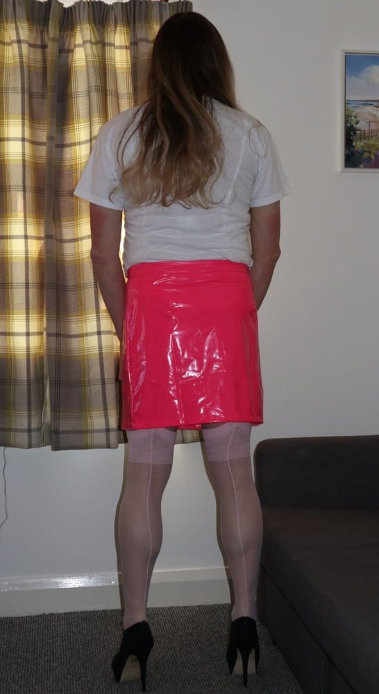 transgender in pink pvc skirt #18