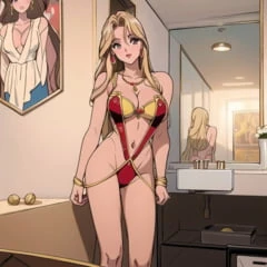 Extraordinary seductive blonde with big package that comes w