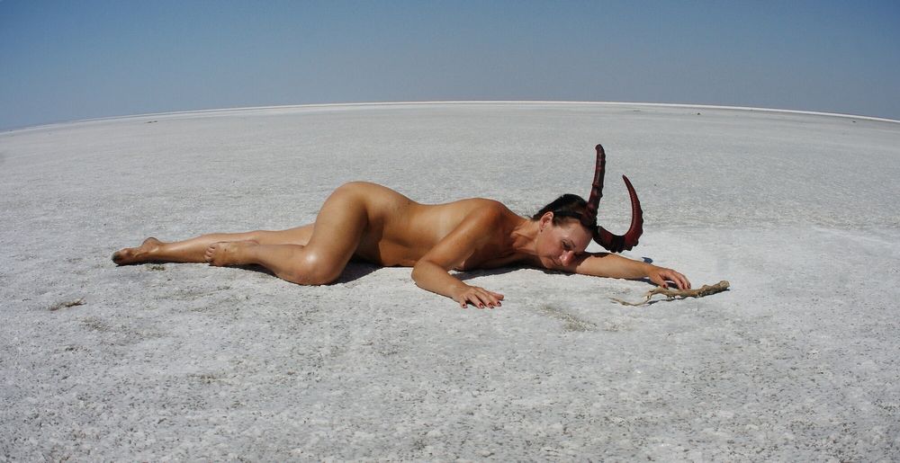 Lying naked on the salt of the saltlake Elton - Russia #11