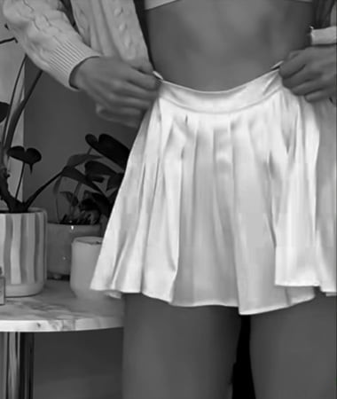 white satin mini skirt