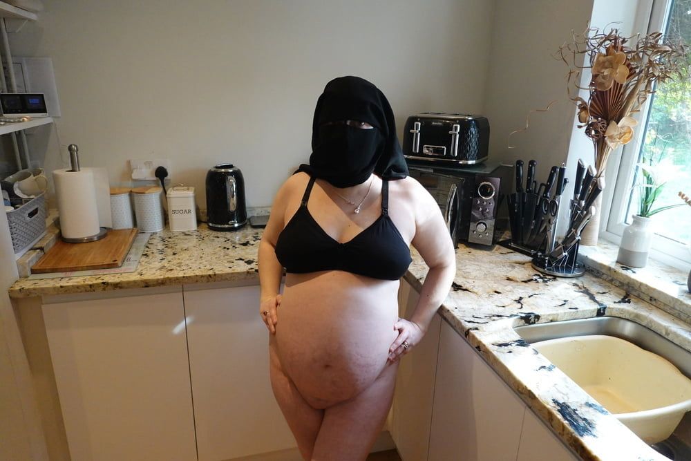 Pregnant Wife in Muslim Niqab and Nursing Bra #34