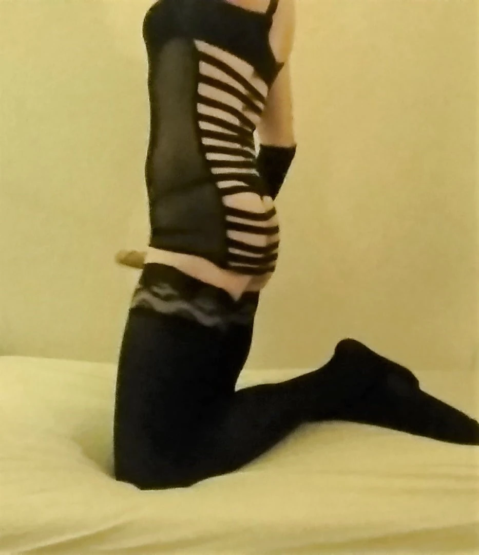Tight black dress and stockings #13