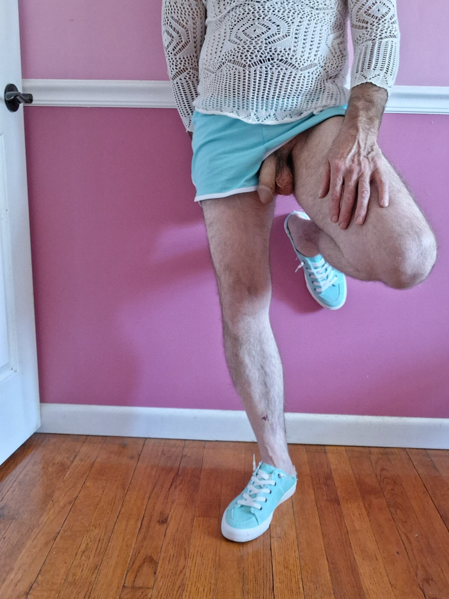 Summer sneakers and cock 