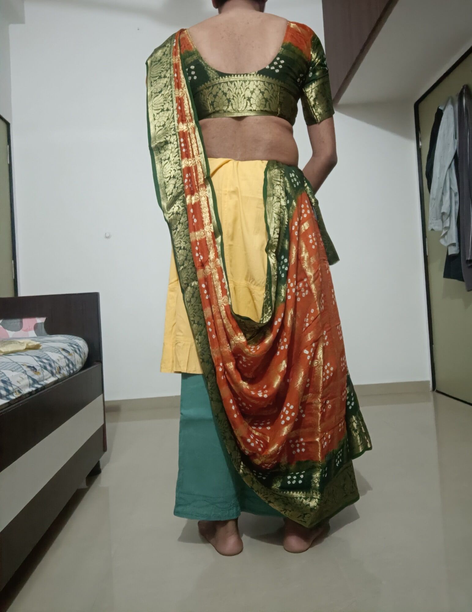 Wear duel ghaghra with saree  #18