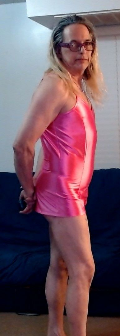 Sissy Slut Ashley Jolene Modeling a Pink Mini Dress #4
