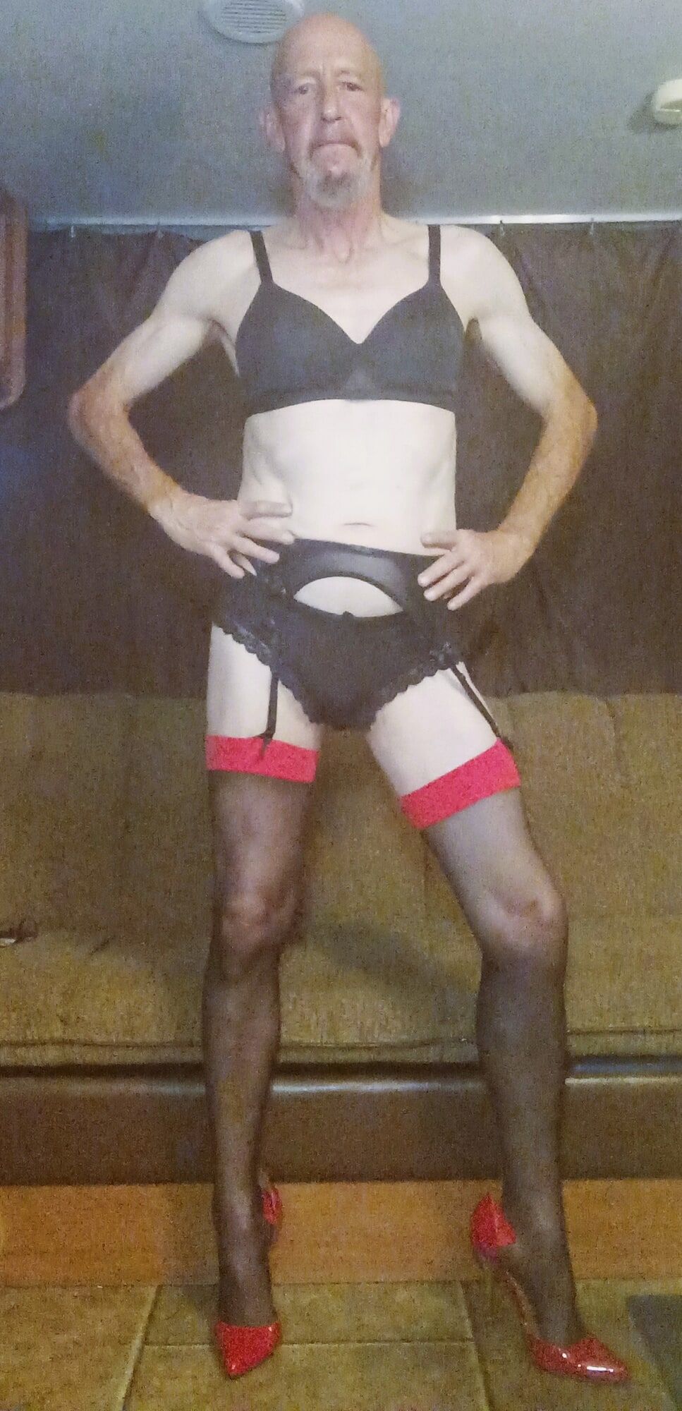 Faggot Andrew Brown Dressed in Stockings and Heels #6