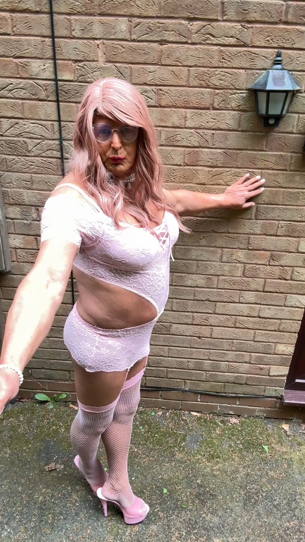 Sexy Crossdresser kellycd2022 in pink lace lingerie  #14